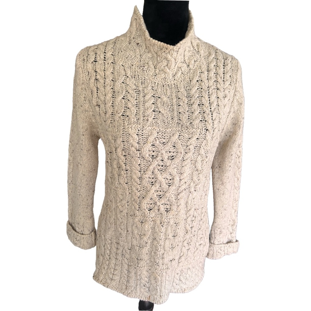 Aran Sweater Market Wool Cashmere Mock Turtleneck Sz Small